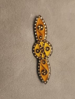 Catherine Popesco Yellow Enamel & Marcasite Filigree Brooch